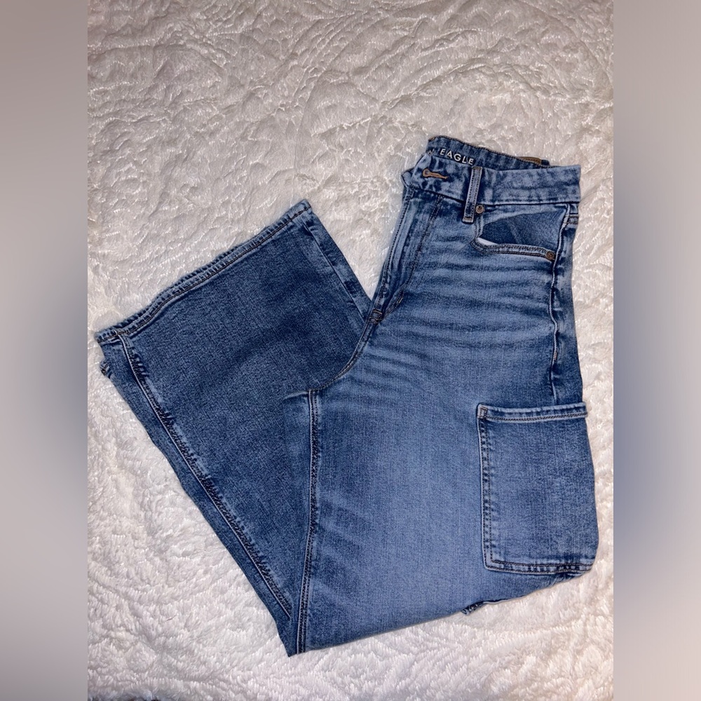American eagle curvy baggy wide leg cargo jean